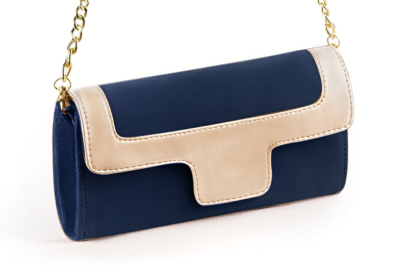 Navy blue and gold luxurious elegant clutch for ceremonies, weddings and evenings out.